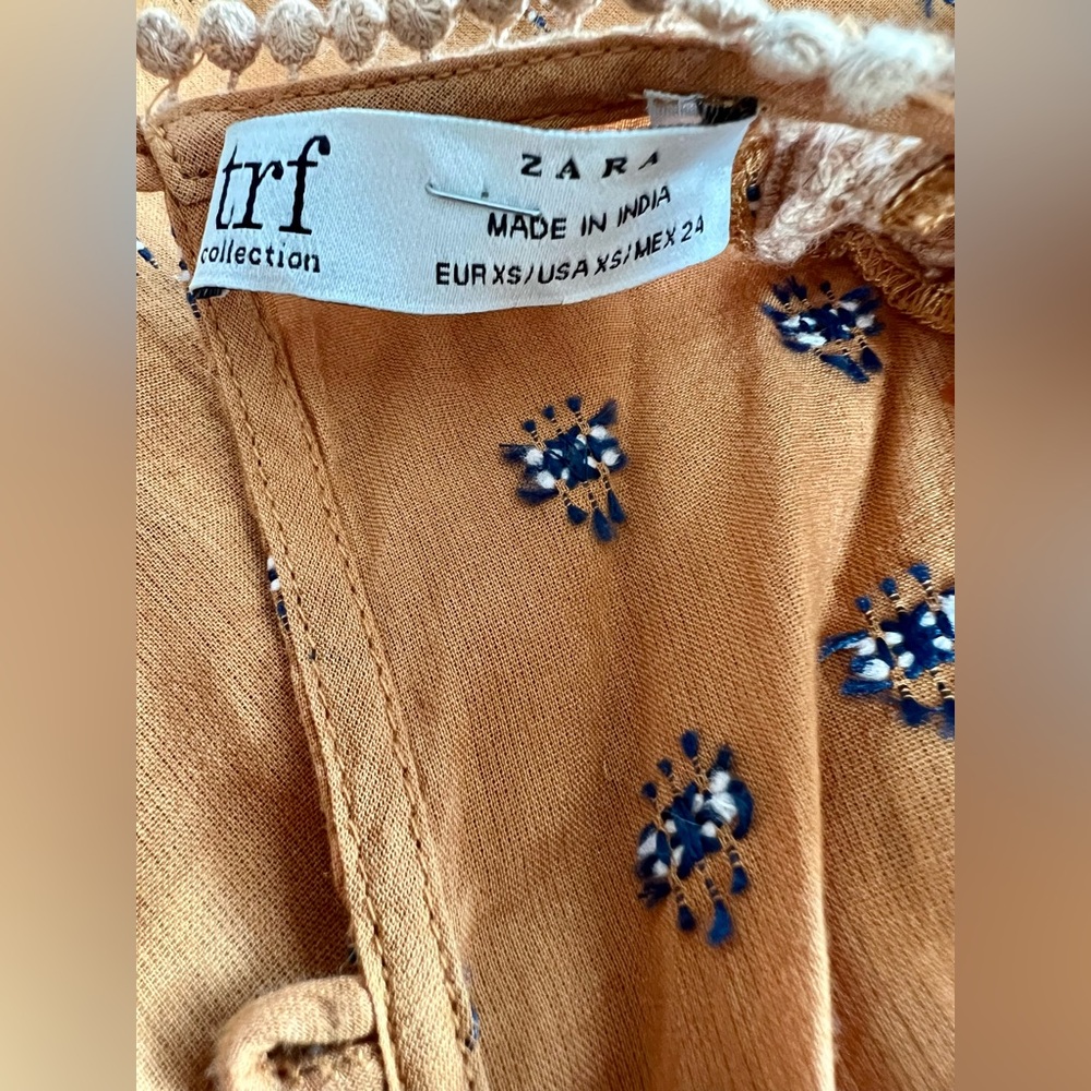 Zara TRF Woman Embroidered Mustard Midi Dress - Picture 12 of 15